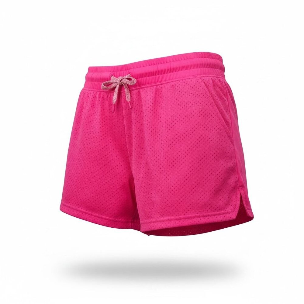 New Athletic Works Size M Womens Dri-Works Recycled Hot Pink Mesh Shorts Summer
